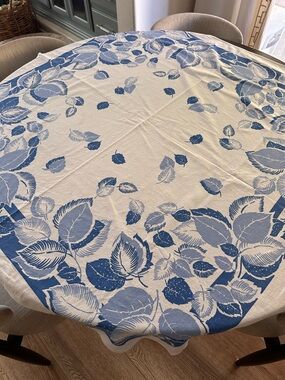 Vintage Blue and White Table cloth